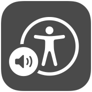 VoiceOver, an Apple screen reader for accessibility. The image showcases the VoiceOver logo. Round The Clock Technologies prioritizes inclusive app development with VoiceOver.